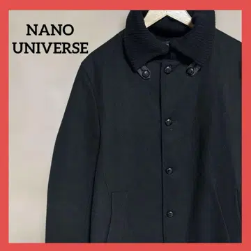 나노 유니버스 울 코트 L 블랙 가을/겨울 싸개 단추 리브 니트 옷깃