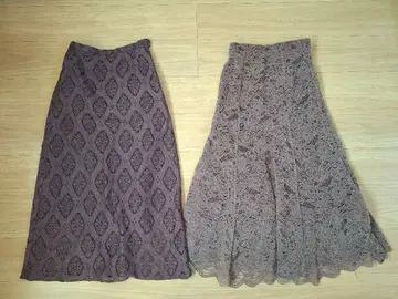 레이스 스커트 퍼플, 가죽 스커트, 원피스 세트