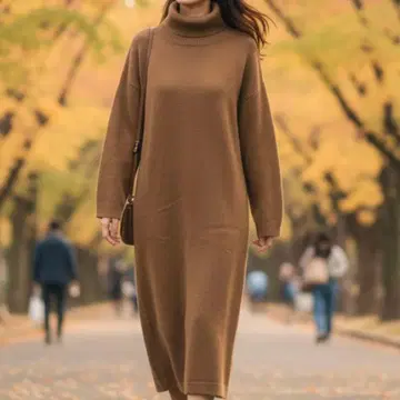 데이앤드글레이드 사이드슬릿 니트 롱 원피스 브라운 터틀