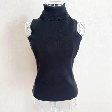 바나나리퍼블릭 블랙 터틀넥 슬리브리스 니트 스웨터