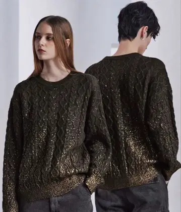 [ 새상품 ] CLEL  프린트 케이블 크루넥 니트 M 사이즈