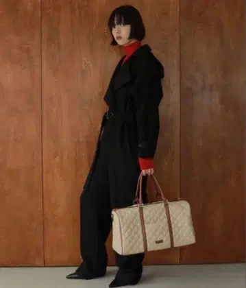 AMAIL 퀼팅 보스턴 백 아이보리 여행용