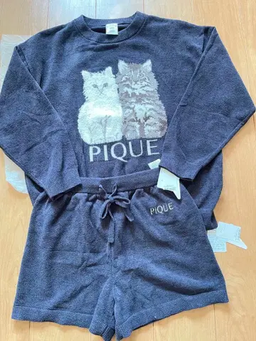 PIQUE 고양이 프린트 룸웨어 세트 상하의 2점 세트 미사용 새상품