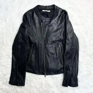 [ 새상품급 ] 그린 라벨 릴랙싱 가죽 라이더 자켓 양가죽 블랙