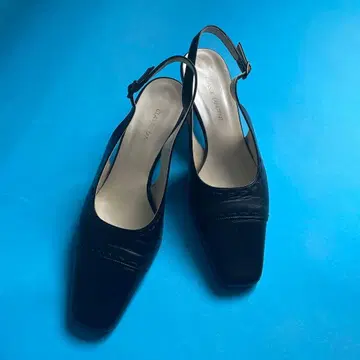 블랙 가죽 슬링백 펌프스 24.0cm