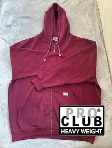 PRO CLUB 마룬 지퍼 후드티 5XL