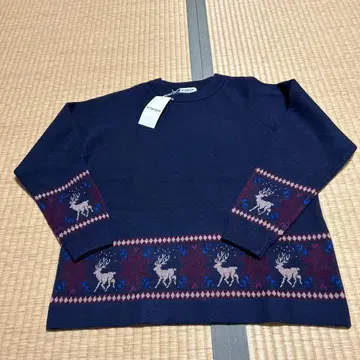MCGREGOR 네이비 루돌프 무늬 스웨터 M