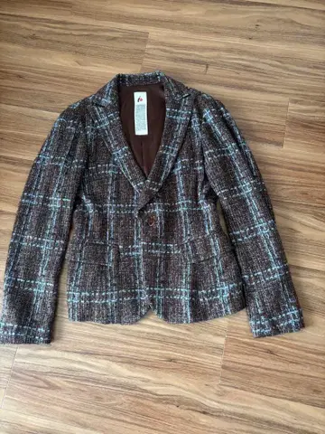 io (이오) H.P.FRANCE 체크 자켓 스카이블루 브라운