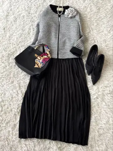 새상품급 자유구 트위드 노카라 자켓 셋업 졸업식 입학식 L