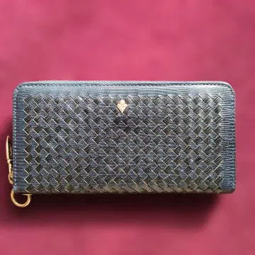 PATRICK COX 라운드 지퍼 다크 블루 뜨개질 장지갑