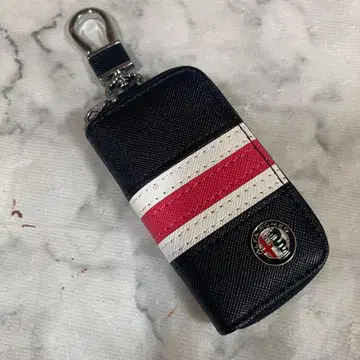 알파로메오 스트라이프 디자인 키케이스 블랙 레드 화이트 가죽