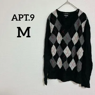 APT.9 [ M ] 아가일 캐시미어 스웨터 아프트나인 블랙 블랙
