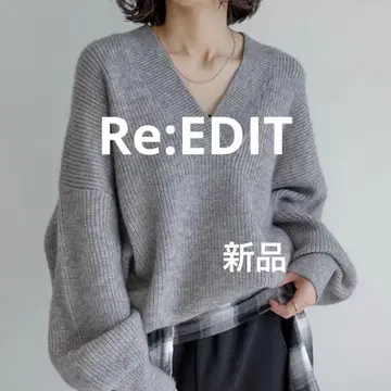 [ 새상품 ] Re:EDIT 깊은 V넥 니트 풀오버