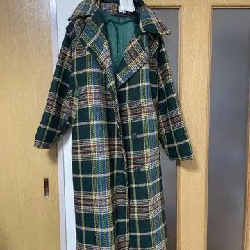 emi + 체크 롱 코트 그린 M 사이즈