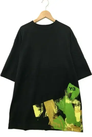 Y-3 티셔츠 블랙 아트 프린트