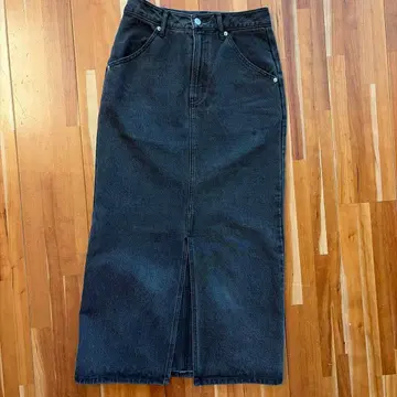 DISCOAT 데님 블랙 롱 스커트 슬릿