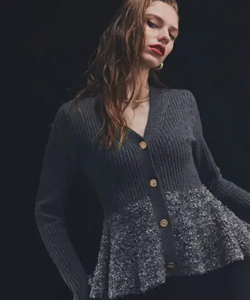 PINKY&DIANNE 트위드 콤비 페플럼 가디건