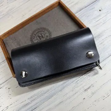 [ 트래커 월렛 롱 3층 ] 블랙 북미 스테어 실버 YKK