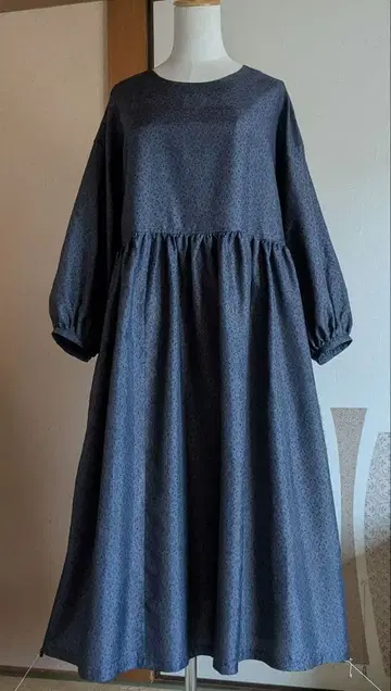 기모노 리메이크 견직물의 개더 원피스