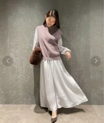 anuans 니트 x 허리 프릴 원피스