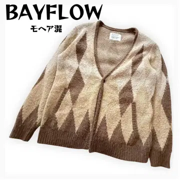 BAYFLOW 모헤어 가디건 아가일 다이아 무늬 사이즈 3