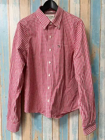 Abercrombie & Fitch 레드 화이트 체크 긴팔 셔츠 XXL