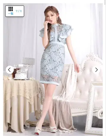 플라워 전체 레이스 타이트 미니 드레스