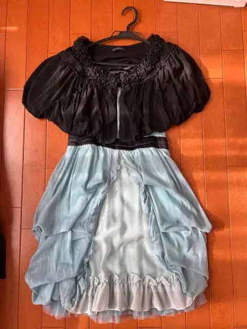 발표회 원피스 숏 케이프 세트 스카이블루 블랙 axes femme