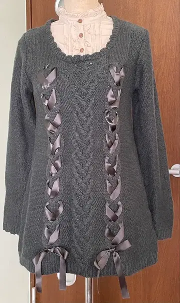 axes femme 리본 니트 원피스