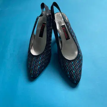 블루 계열 뜨개질 디자인 하이힐 35