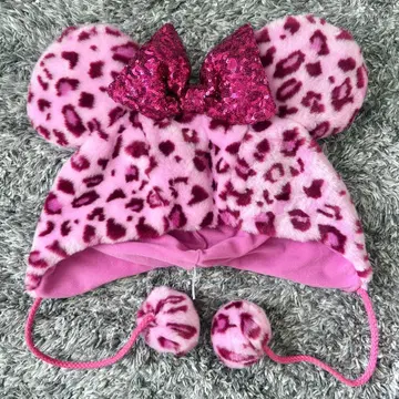 디즈니 디즈니랜드 레오파드 무늬 팬캡 핑크