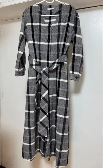 WILLSELECTION 체크 무늬 롱 셔츠 원피스