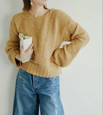 부클레 백 오픈 니트 카멜 백리본