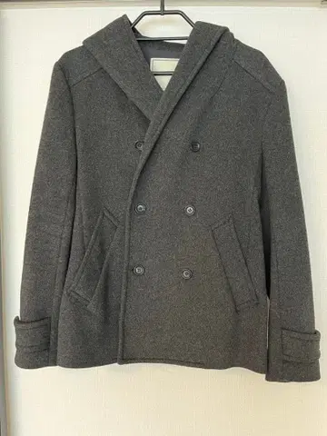 그레이 더블 브레스트 피 코트
