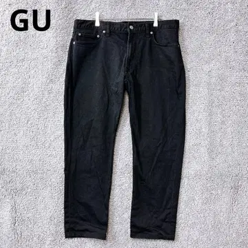 3416 지유 GU 테이퍼드 팬츠 XL 상당 블랙 면 캐주얼