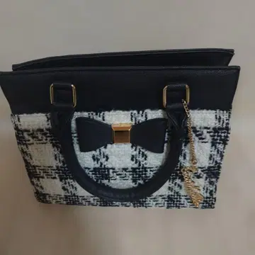 *새상품 미사용* CECIL McBEE* 체크 무늬 리본 포함 핸드백*