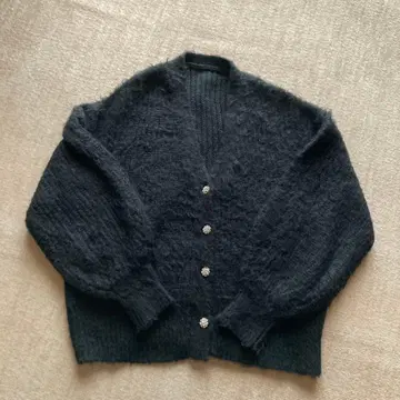 기모 샤기 실버 비쥬 버튼 니트 가디건 [ MEISM ]