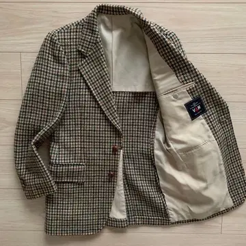 VAN JACKET 테일러드 자켓 트위드 체크 브라운