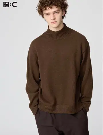 UNIQLO:C 로우 게이지 하이넥 스웨터 L 37brown
