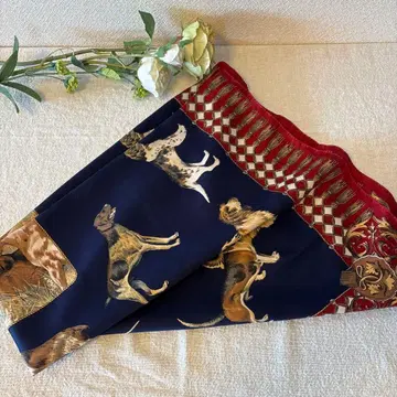 빈티지 Tie Rack ART OF THE SCARF 강아지 패턴 스카프