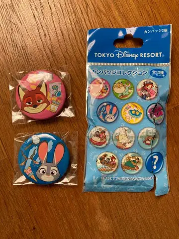 디즈니 리조트 주토피아 캔배지 컬렉션 2개 세트