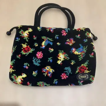 FEILER 꽃무늬 핸드백 중형 블랙