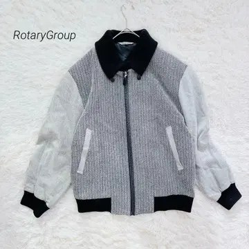 로터리 그룹 블루종 자켓 긴팔 남성용 풀 집업 올 패턴 그레이