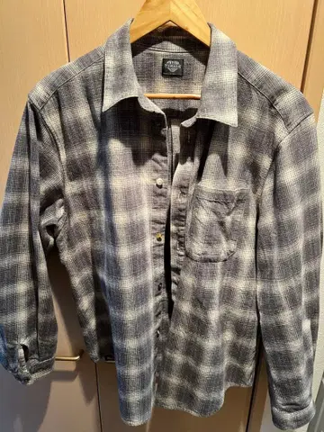 긴팔 플란넬 셔츠 L 사이즈 그레이 계열 체크