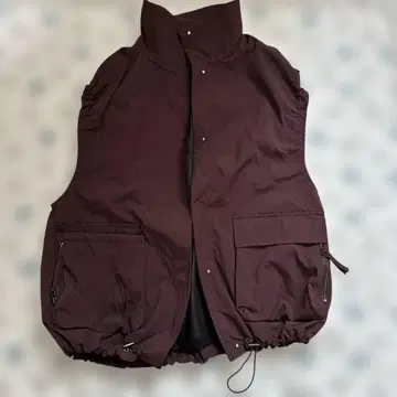 다크 퍼플 오버 사이즈 노카라 베스트 XS-S 사이즈