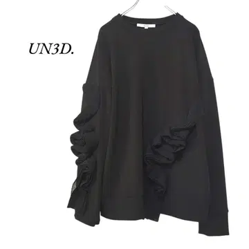 UN3D. 프릴 디자인 탑 블랙