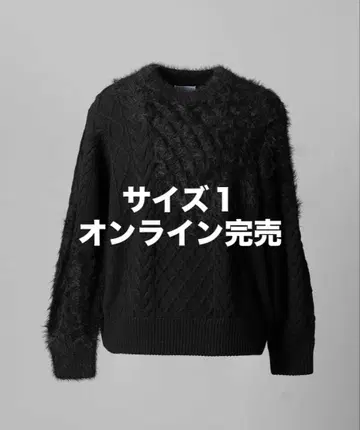 케이블 샤기 믹스 프라임 오버 크루넥 니트 풀오버 사이즈 1