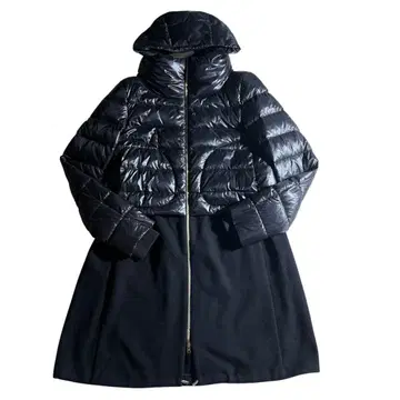 HERNO 레이어드 절개 도킹 롱 다운 자켓 코트 블랙