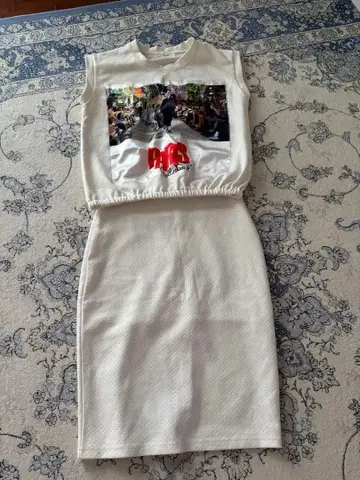 화이트 프린트 포함 셋업