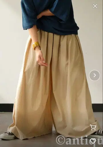 안티카 인도 면 와이드 팬츠 빅 사이즈 루즈핏 베이지